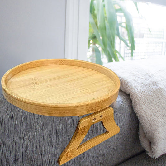 Light Wood Clip on Sofa Arm Armrest Tray