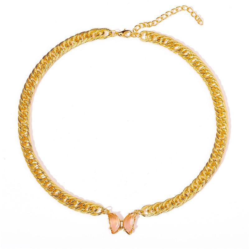 Pink Acrylic Butterfly Chain Necklace