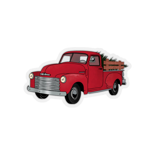 Classic Vintage Red Truck Sticker