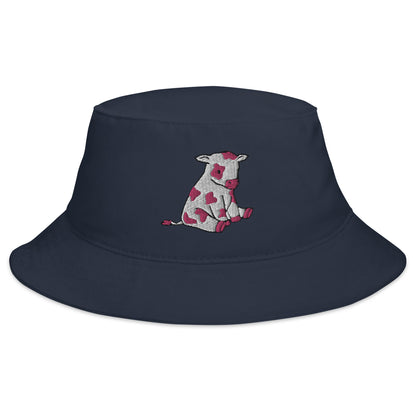 Pink Cow Embroidered Bucket Hat
