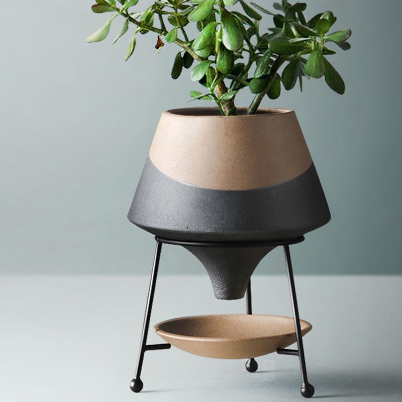 Modern Ceramic Plant Pot with Stand