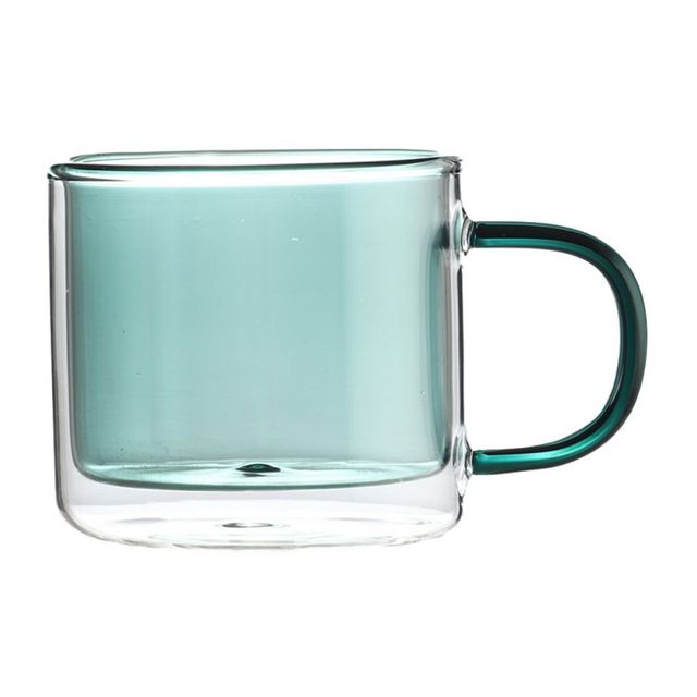 Double Wall Glass Colorful Mug