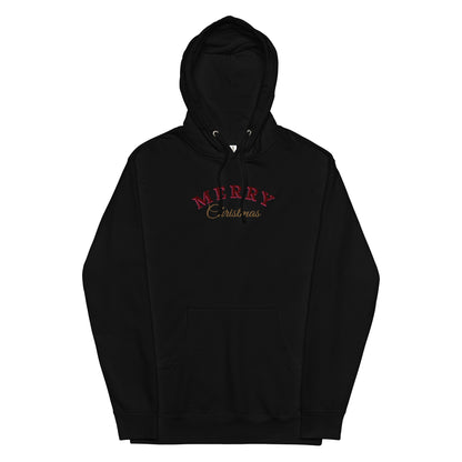 Merry Christmas Embroidered Hooded Sweatshirt