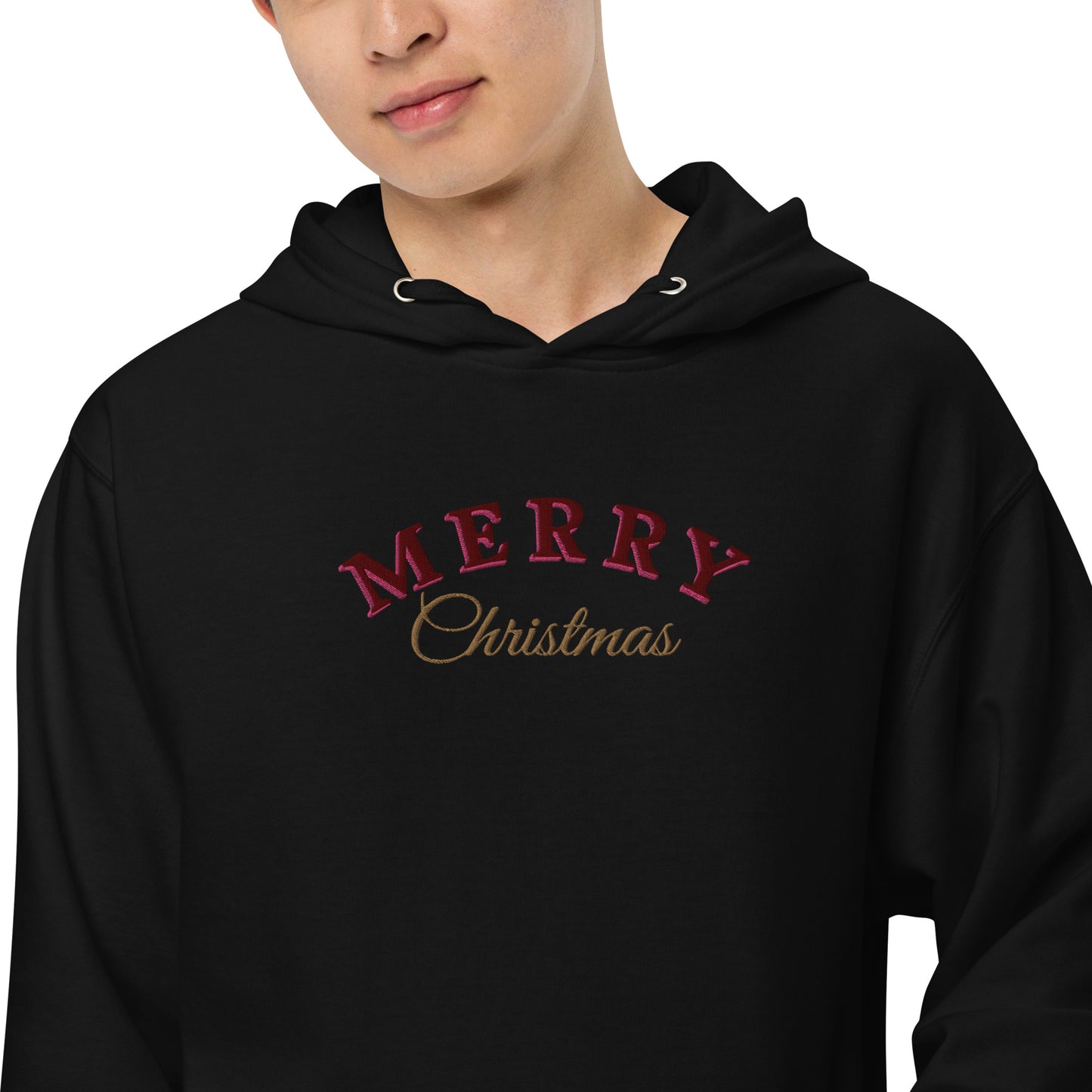 Merry Christmas Embroidered Hooded Sweatshirt