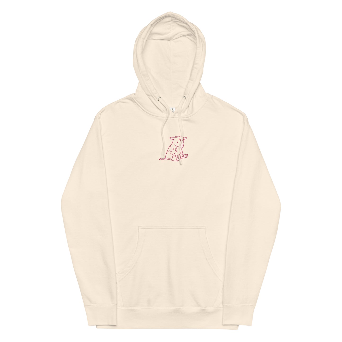 Pink Astrology Cow Embroidered Hooded Sweatshirt