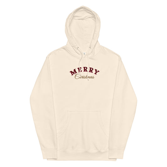 Merry Christmas Embroidered Hooded Sweatshirt