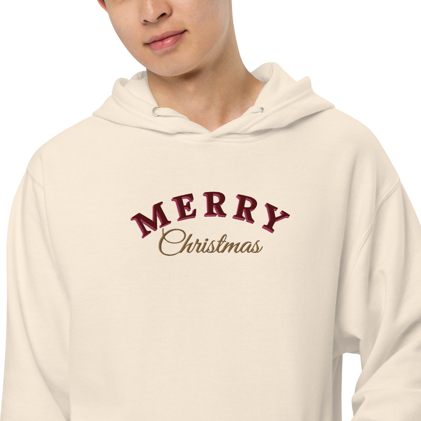 Merry Christmas Embroidered Hooded Sweatshirt