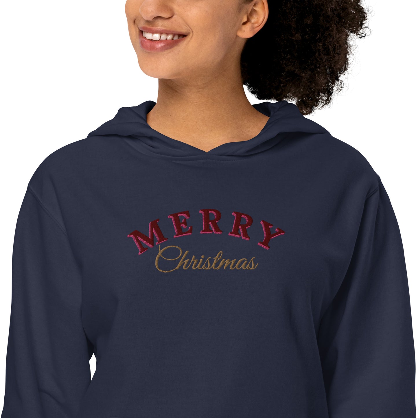 Merry Christmas Embroidered Hooded Sweatshirt