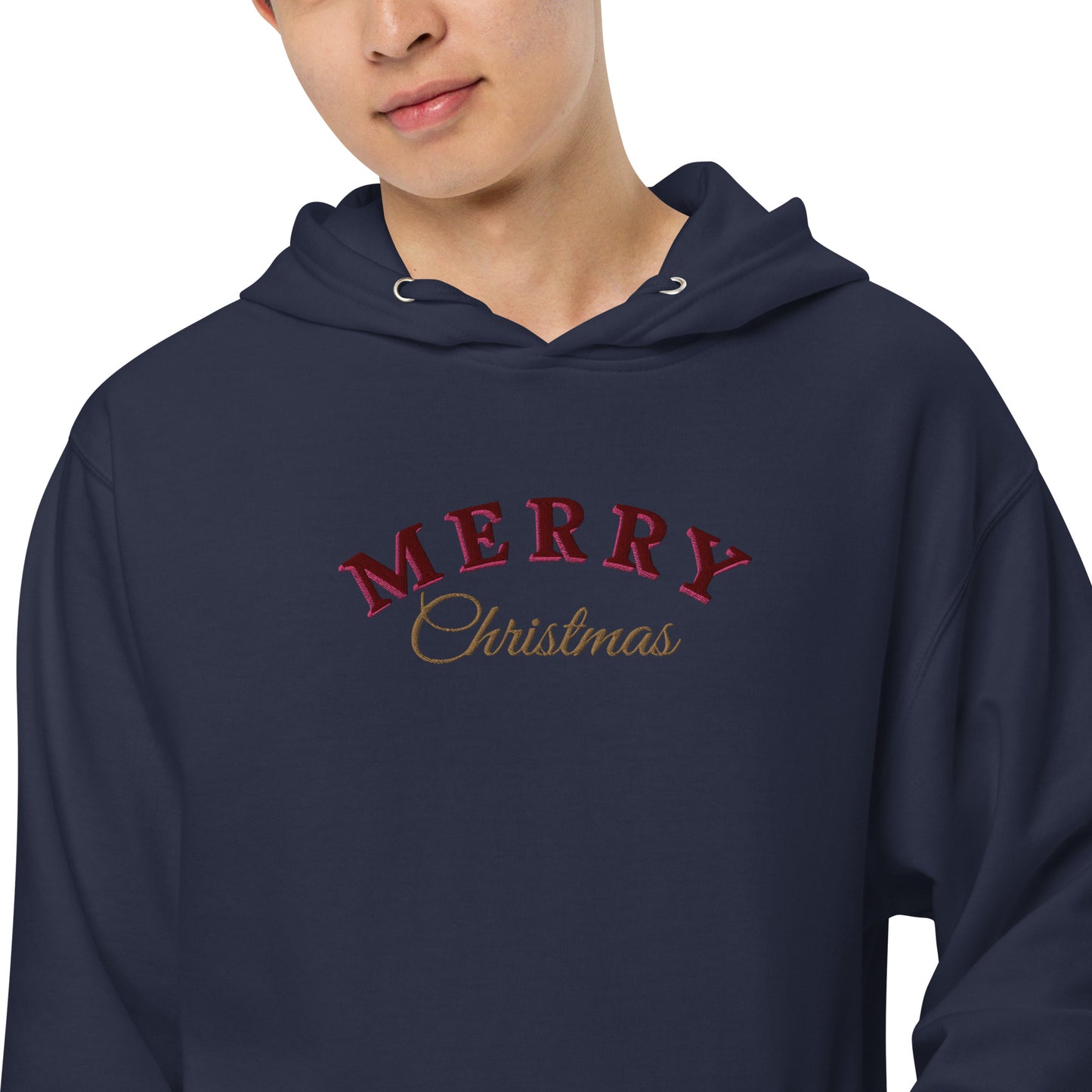 Merry Christmas Embroidered Hooded Sweatshirt