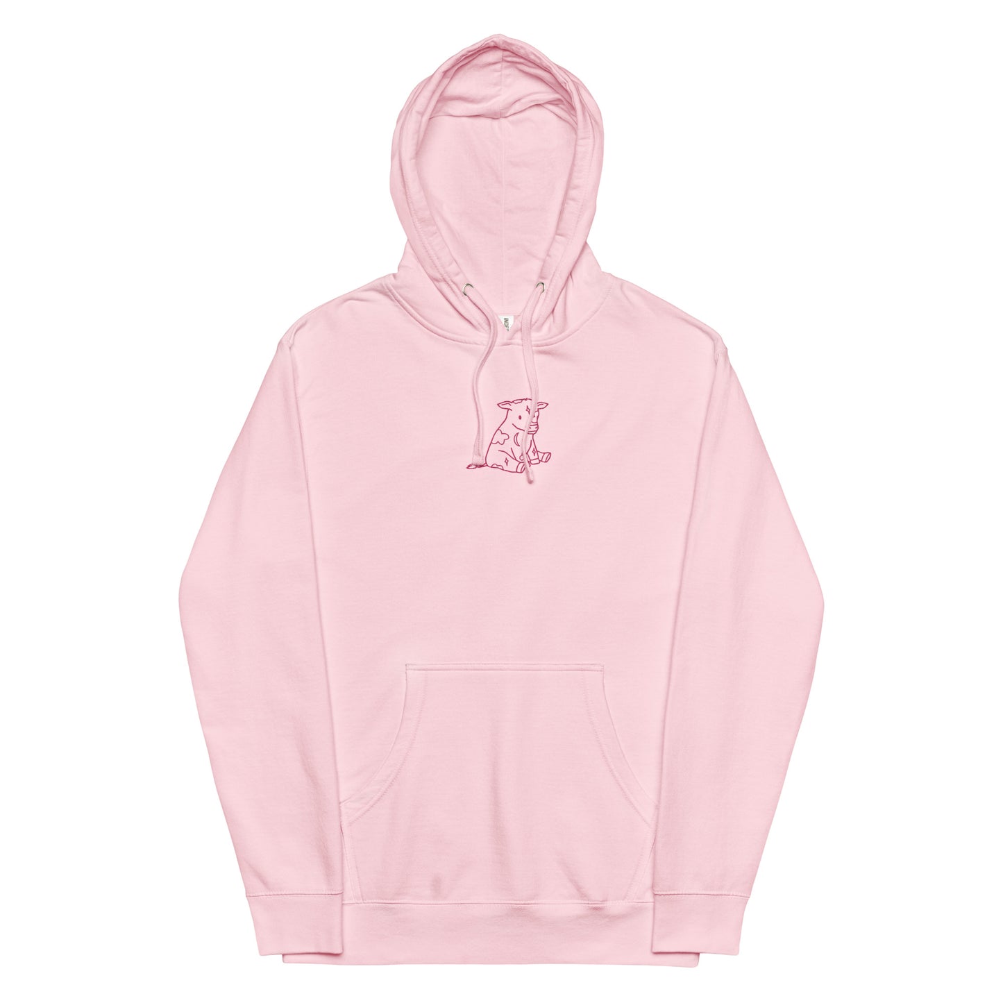 Pink Astrology Cow Embroidered Hooded Sweatshirt