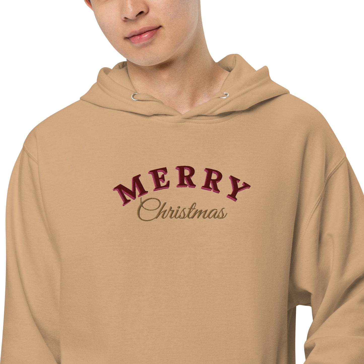 Merry Christmas Embroidered Hooded Sweatshirt