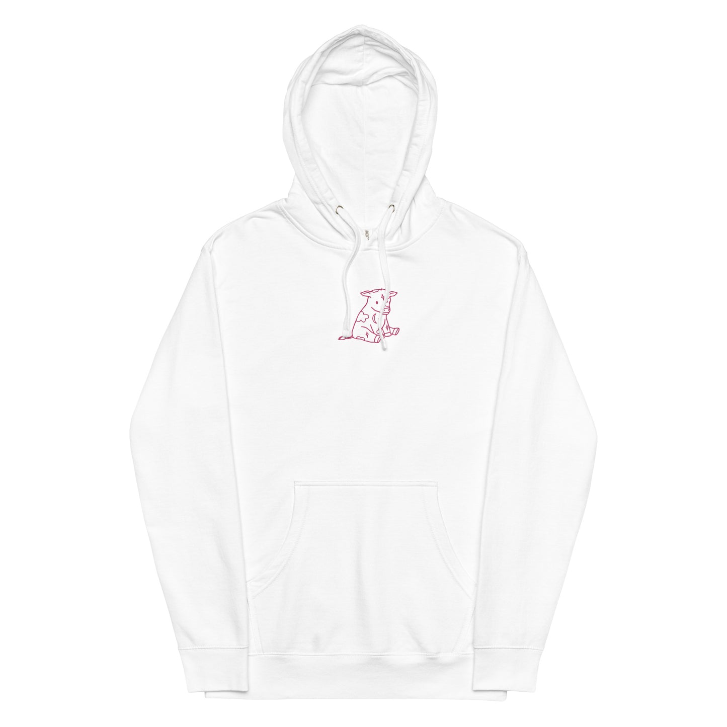 Pink Astrology Cow Embroidered Hooded Sweatshirt