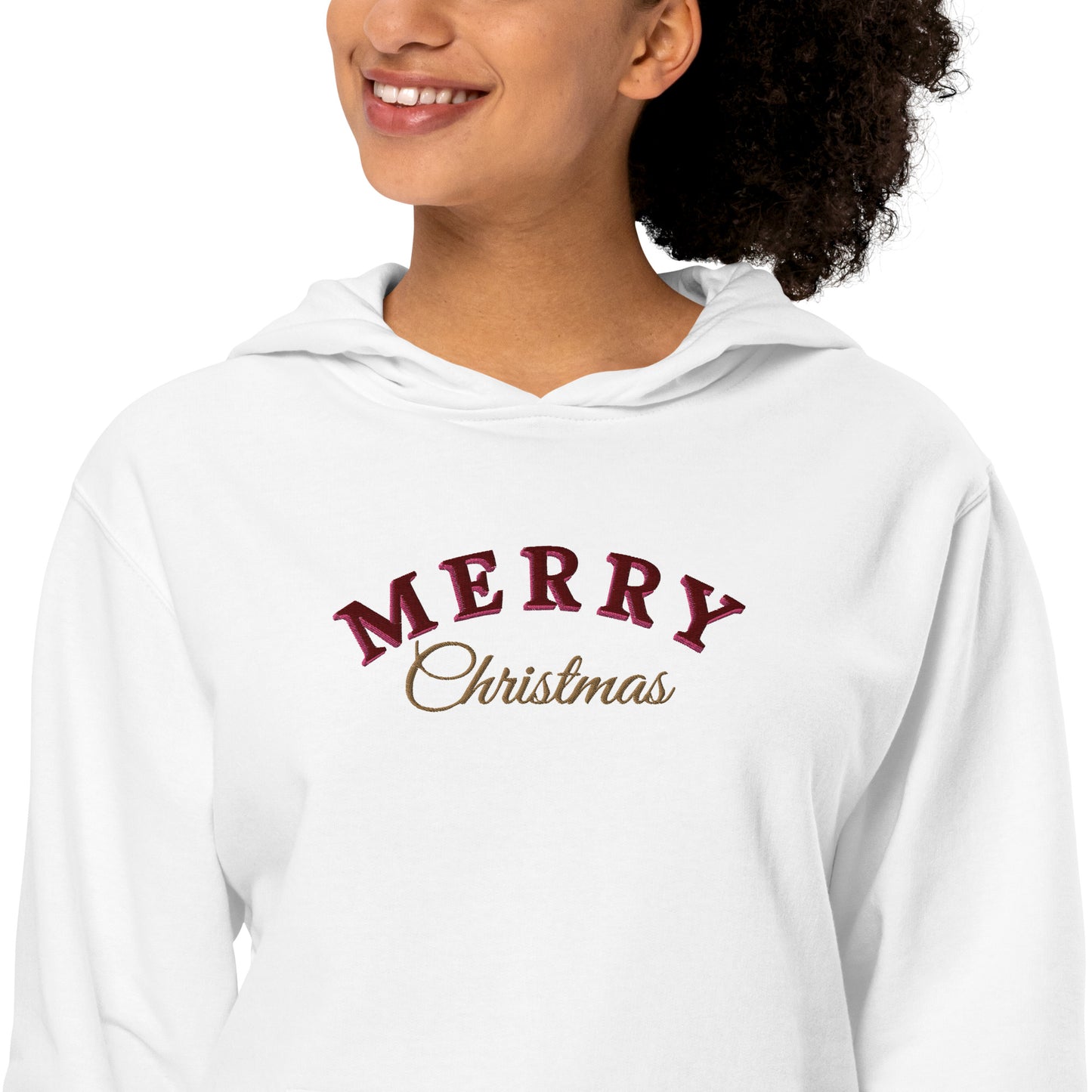 Merry Christmas Embroidered Hooded Sweatshirt