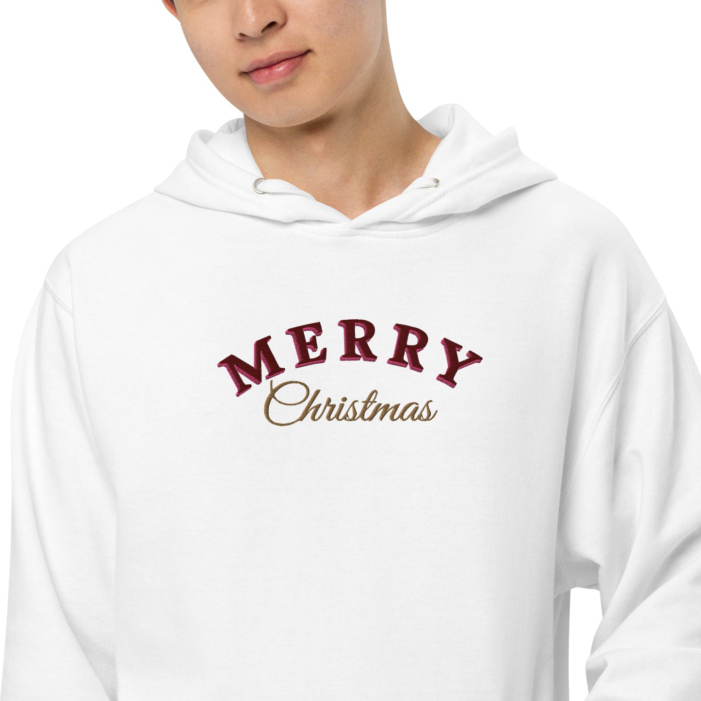 Merry Christmas Embroidered Hooded Sweatshirt